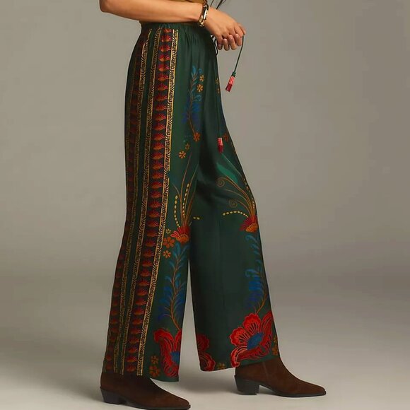 Anthropologie Farm Rio Satin Drawstring Pants Size S NWT - Picture 3 of 13